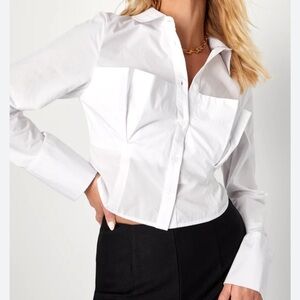 Lulu's Chic White Button-Down Shirt